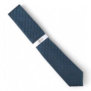 Alfani Men's Slim Grid Tie Necktie Modern 2 3/4" Aqua Black $55